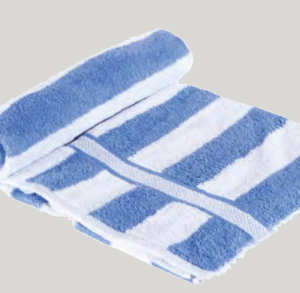 Pool Towel 100% Cotton / 420GSM / White & Blue