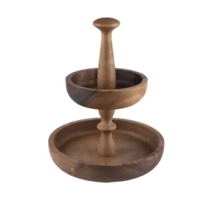 Woodpeckers Two Floor Appetizer Bowl Walnut